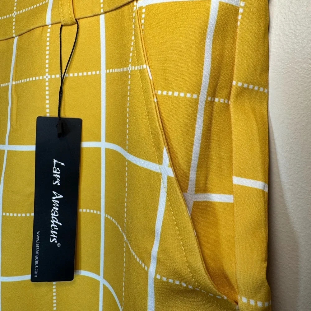 Lars‎ Amadeus Men's Plaid Cropped Ankle Length Business Golf Trousers Sz 36 - Picture 10 of 15